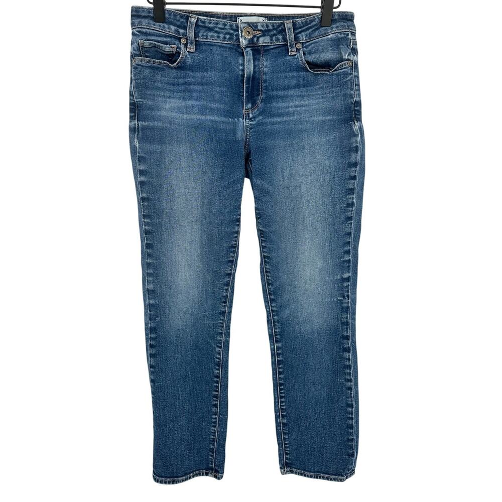 Paige Brigitte Cropped Blue Jeans Straight Leg Mid Rise Medium Wash Casual 26